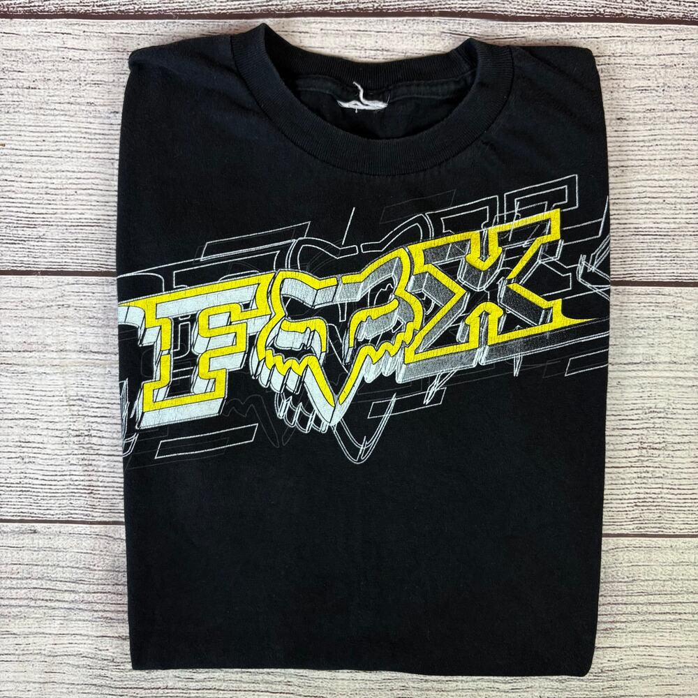 Vintage Y2k Fox Motocross Racing Black Graphic T-shirt